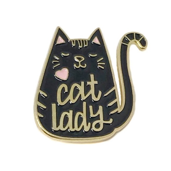 Jewelry - Cat Lady Pin Brooch - Black Cat